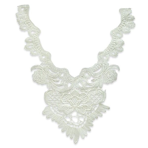 Elegant Lace Collar Applique for Bridal and Fashion Wear 14 1/2" x 11 1/2" White Bargain Basement