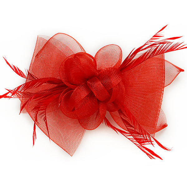 Marguerite Feather Hairclip 10" x 4 1/2" Red Bargain Basement