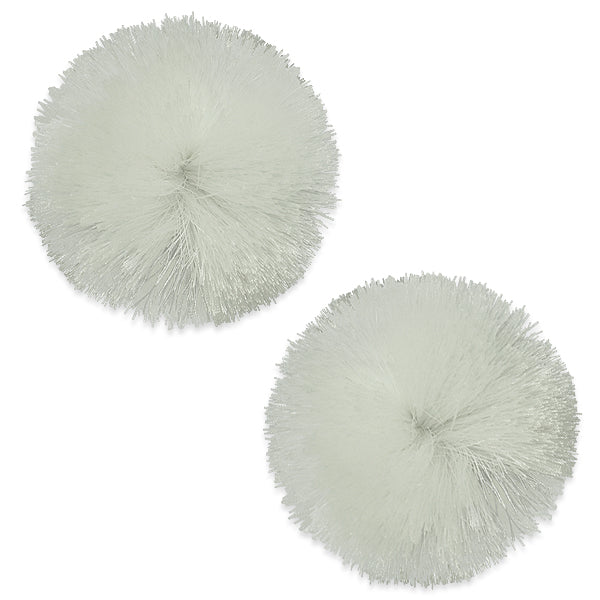 Desmond 2" Flat Bottom Fiber Pom Poms Pair Off White DIY - Do It Yourself Components