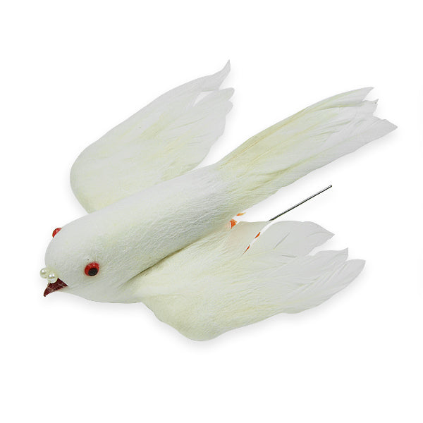 Serene White Dove Bird Accent Decor 6" X 5" Real Feathers Floral Components