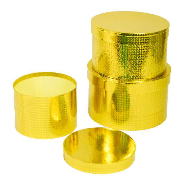 Classic Round Gift Box - Blue / 3 pc. Set Gold Boxes & Containers