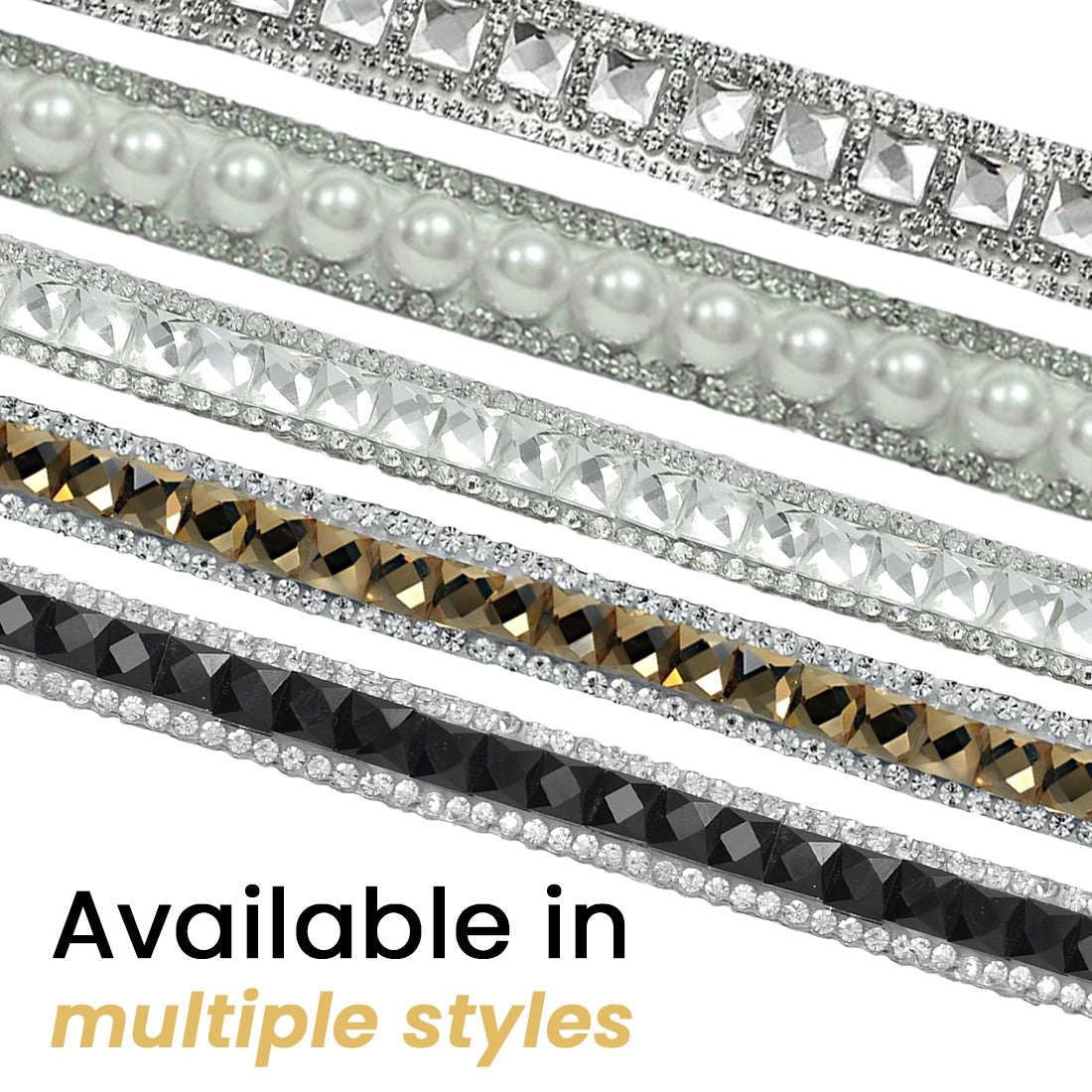 1/2" Hot Fix Pearl Rhinestone Banding Trim (Sold by the Yard) Trims & Fringes
