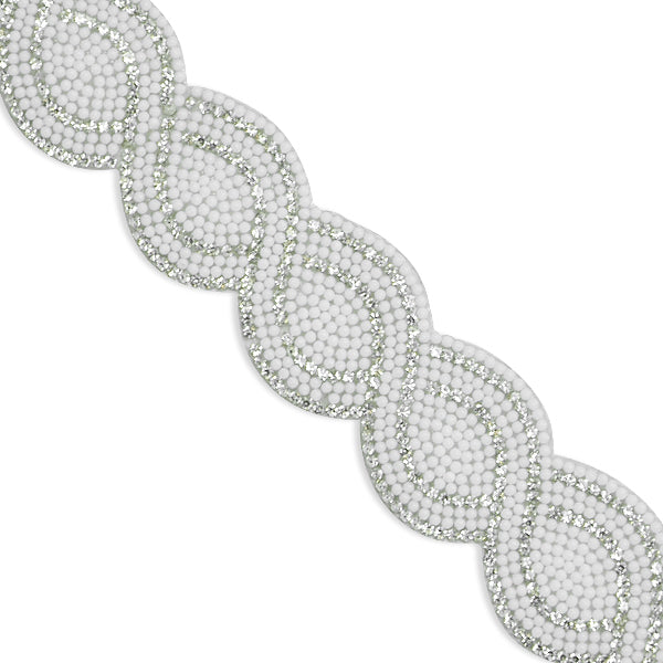 Nico 1 1/4" Iron On Trim (Sold by the Yard) White Rhinestone Trims & Chains
