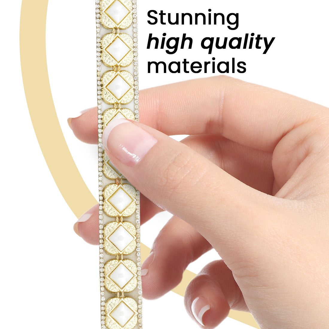 Priya 1/2" Rhinestone Beaded Iron-On Trim (Sold by the Yard) Trims & Fringes