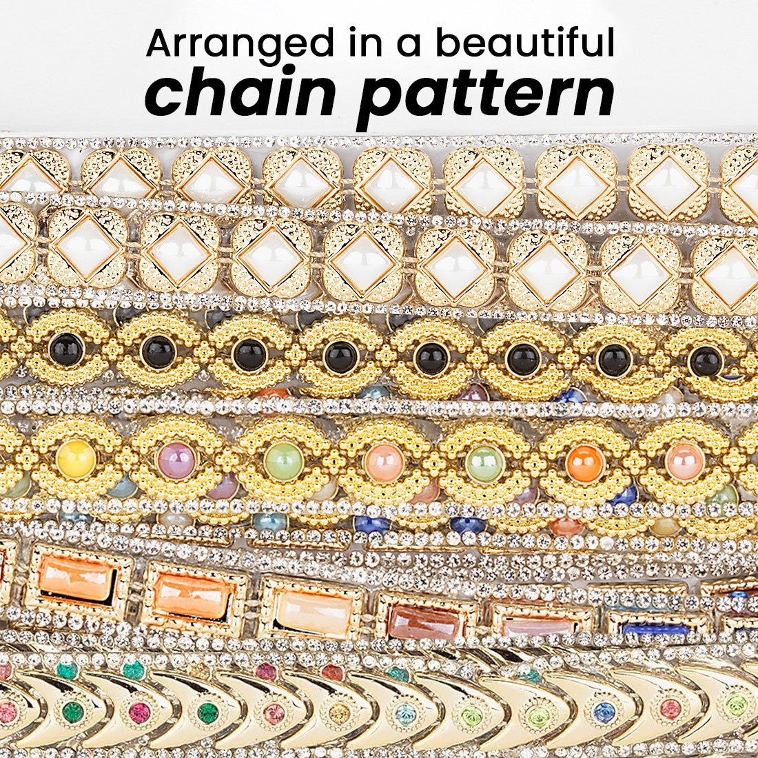 Priya 1/2" Rhinestone Beaded Iron-On Trim (Sold by the Yard) Trims & Fringes