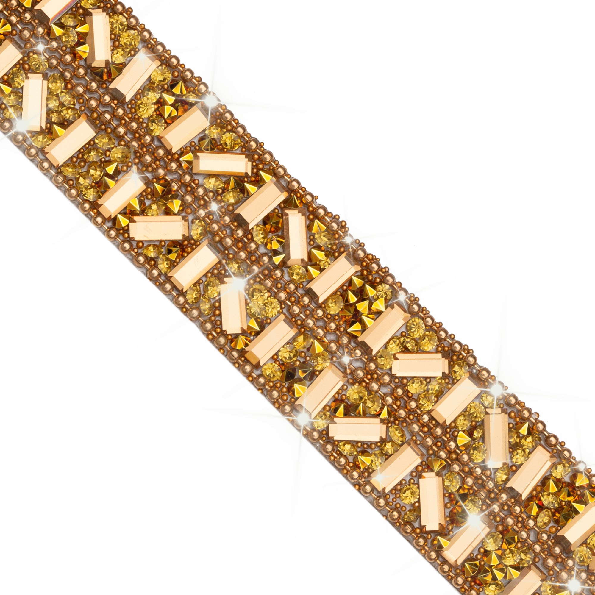 Stella 20mm Iron-on Rhinestone Trim (Sold by the Yard) Gold