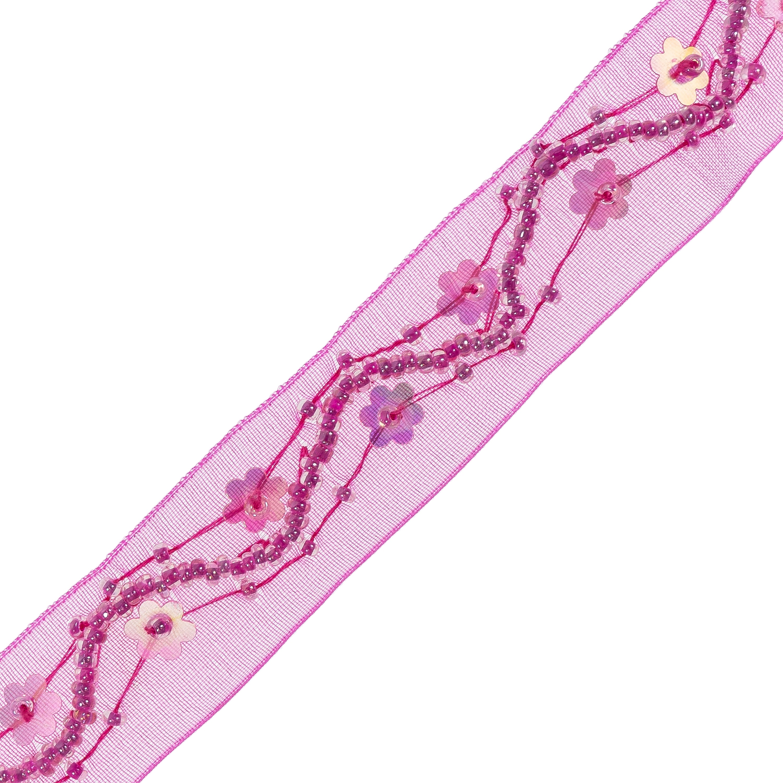 Daisy Wave Sequin Trim (3/4") Fuchsia Trims & Fringes