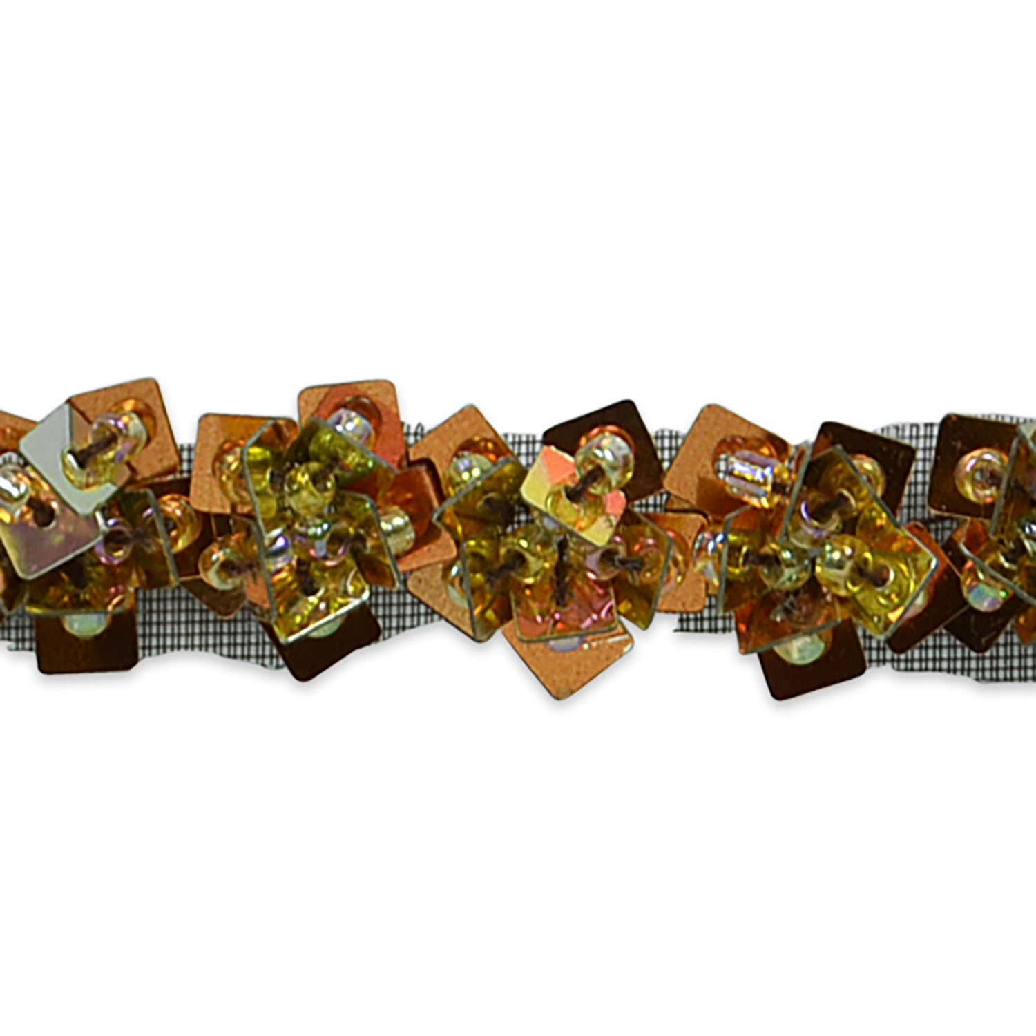 Tabitha Sequin Flower Beaded Trim (Sold by the Yard) Brown Beaded Trims & Fringes
