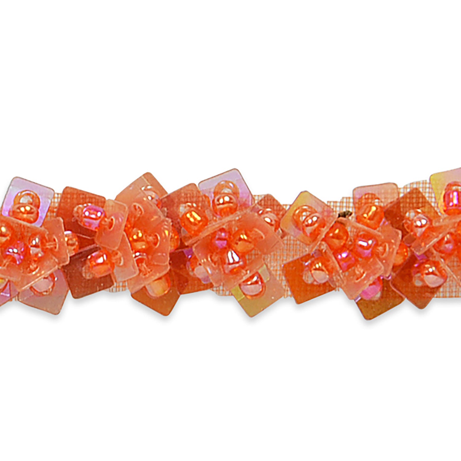 Tabitha Sequin Flower Beaded Trim (Sold by the Yard) Orange Beaded Trims & Fringes