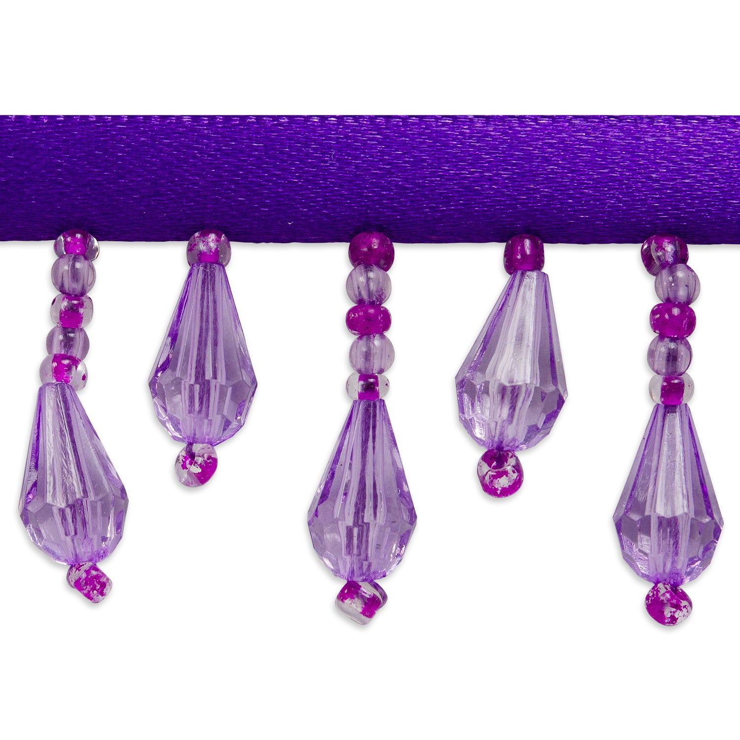 Joanne Beaded Teardrop Fringe Trim (Sold by the Yard) Bright Purple Trims & Fringes