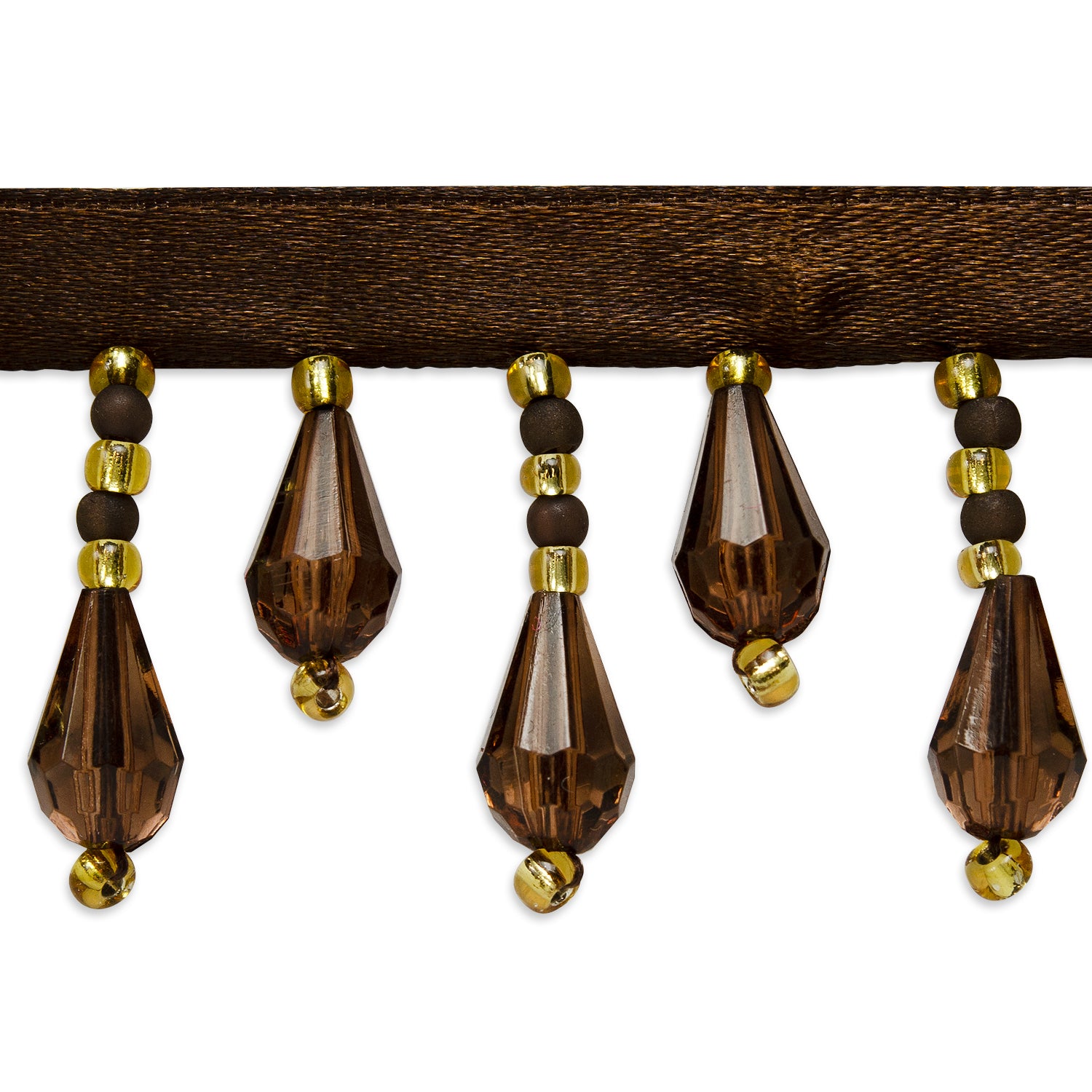 Joanne Beaded Teardrop Fringe Trim (Sold by the Yard) Brown Trims & Fringes