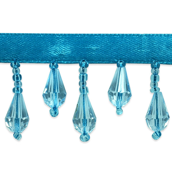 Joanne Beaded Teardrop Fringe Trim (Sold by the Yard) Bright Turquoise Trims & Fringes