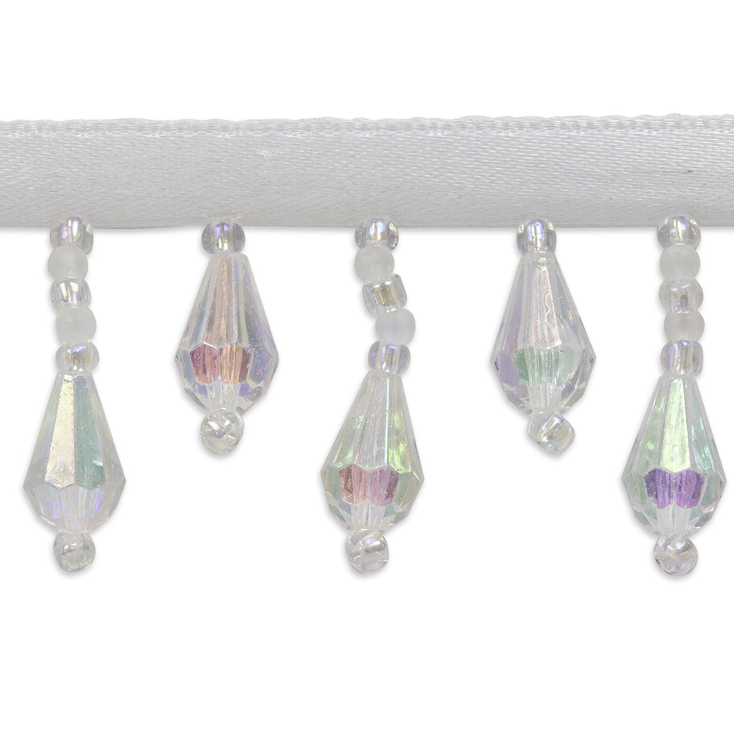 Joanne Beaded Teardrop Fringe Trim (Sold by the Yard) Crystal Aurora Borealis Trims & Fringes