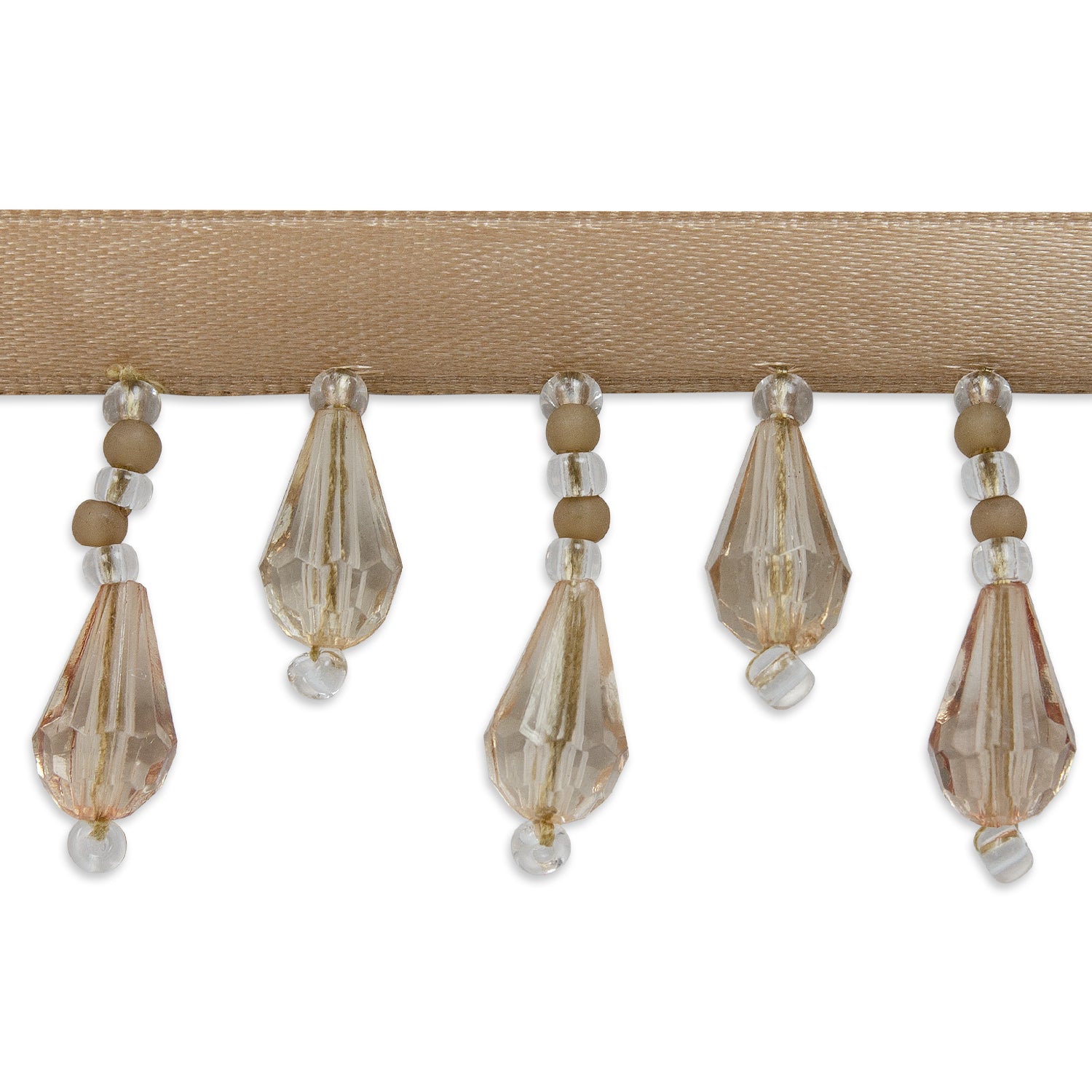Joanne Beaded Teardrop Fringe Trim (Sold by the Yard) Champagne Trims & Fringes