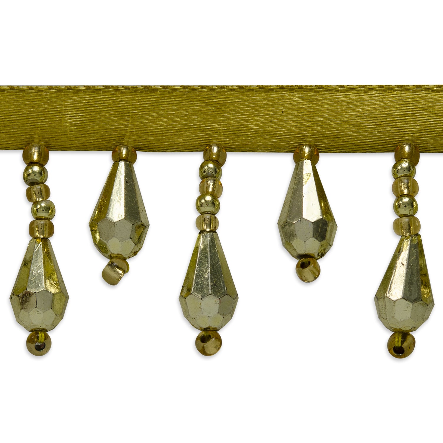 Joanne Beaded Teardrop Fringe Trim (Sold by the Yard) Gold Trims & Fringes