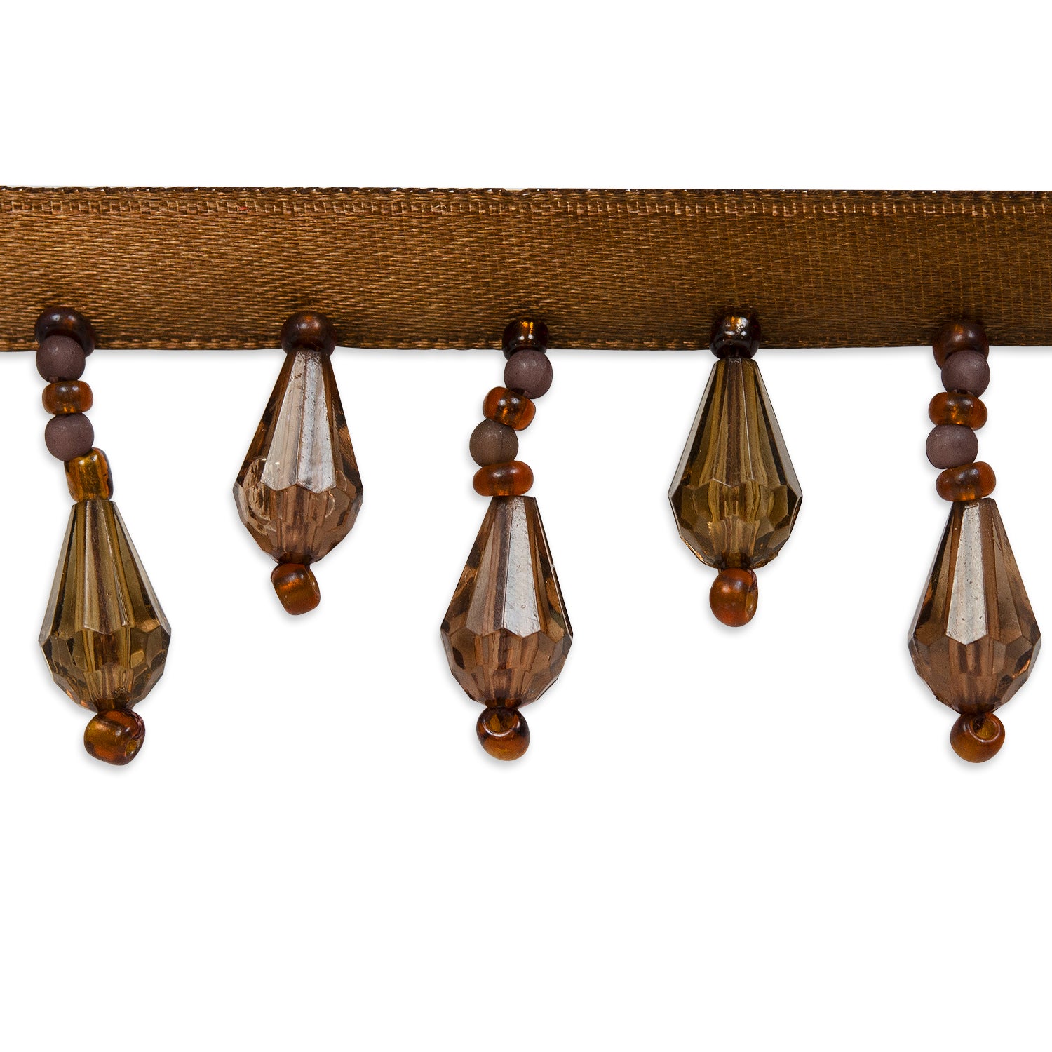 Joanne Beaded Teardrop Fringe Trim (Sold by the Yard) Light Brown Trims & Fringes