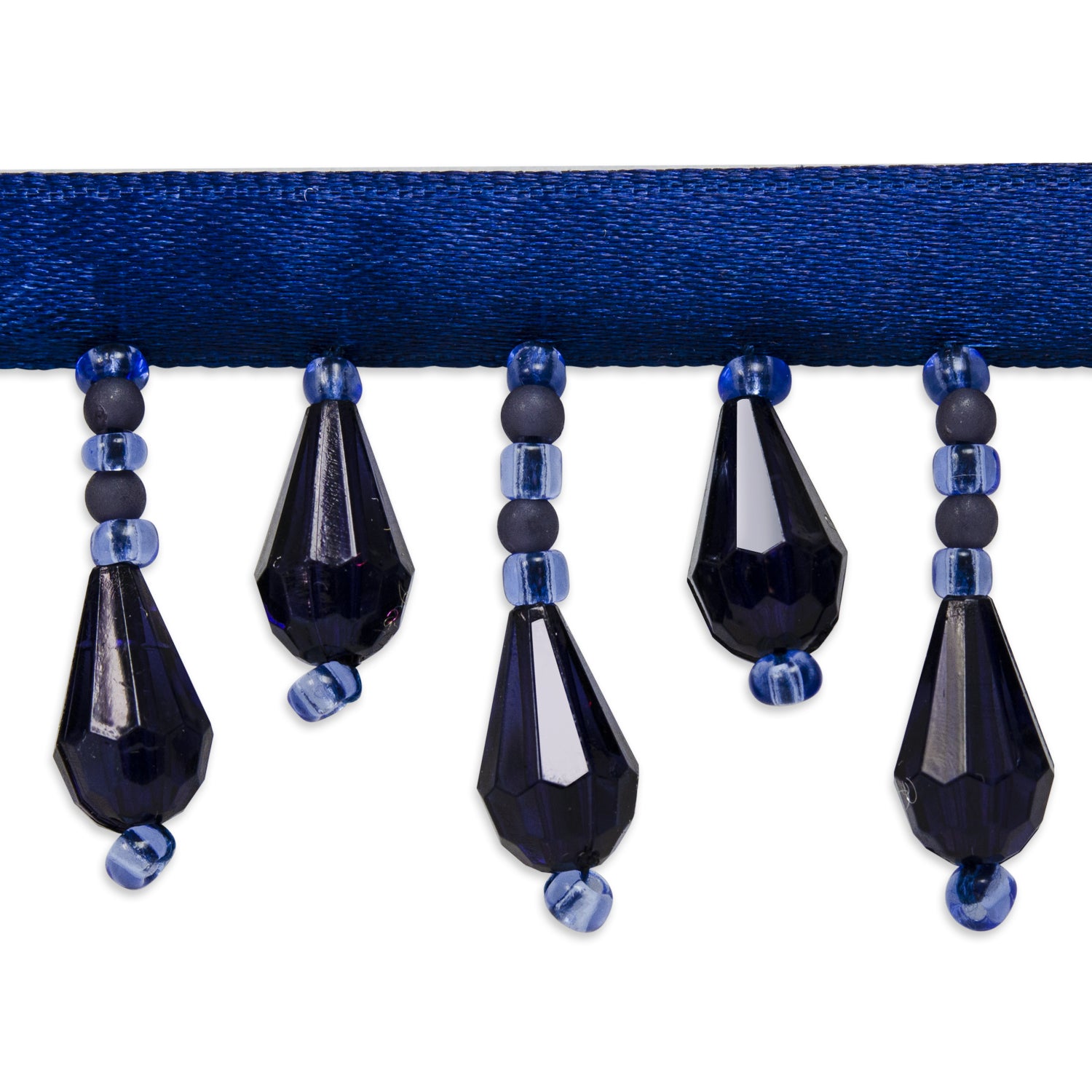 Joanne Beaded Teardrop Fringe Trim (Sold by the Yard) Navy Blue Trims & Fringes
