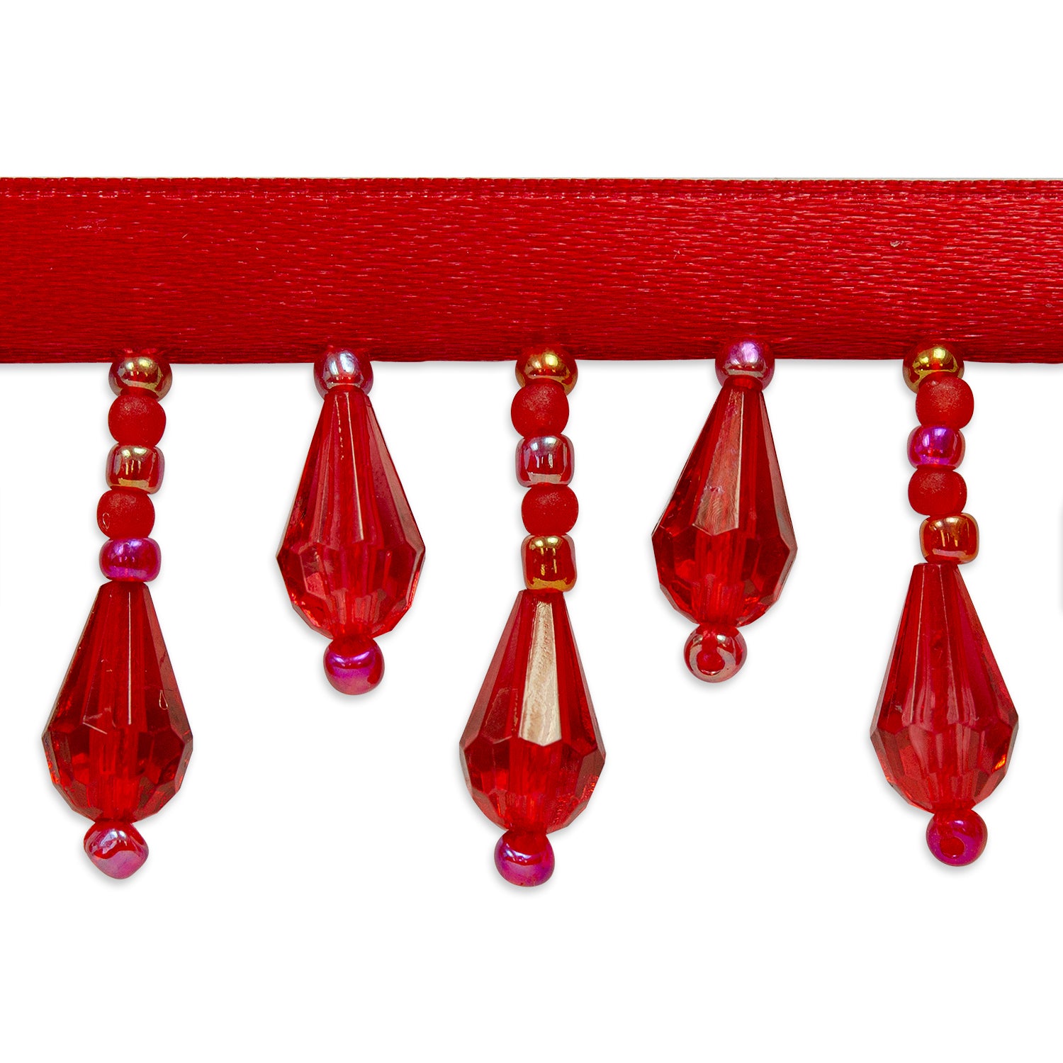 Joanne Beaded Teardrop Fringe Trim (Sold by the Yard) Red Trims & Fringes
