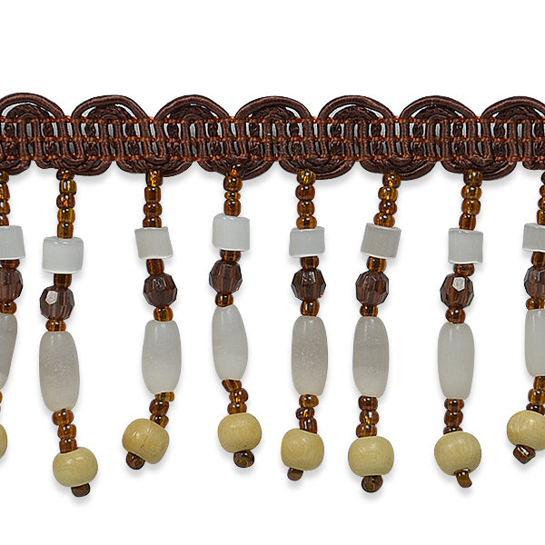 Fiber Optic Beaded Fringe Trim (Sold by the Yard) Brown Trims & Fringes