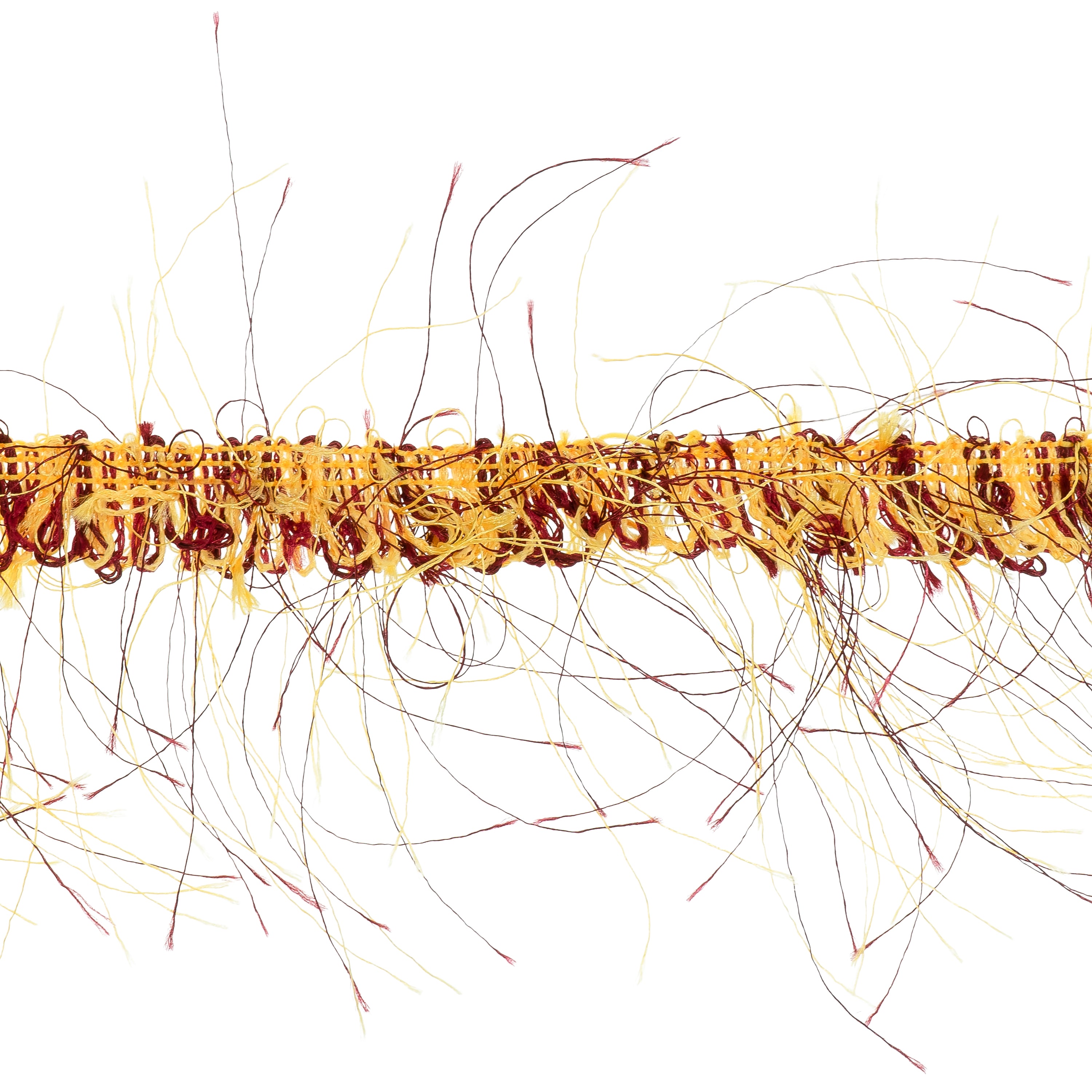 Pippa Eyelash Fringe Trim (7/8") (Sold by the Yard) Yellow Brick Red 3/8" Cords & Lip Cords