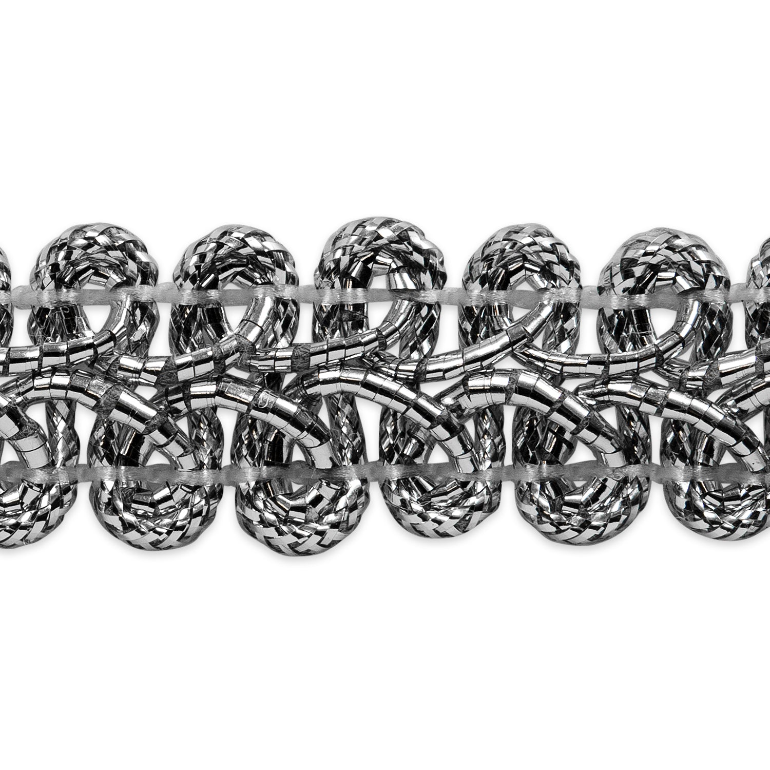 Alice Classic Woven Braid Trim (Sold by the Yard) Metallic Silver Braid & Gimp Trims