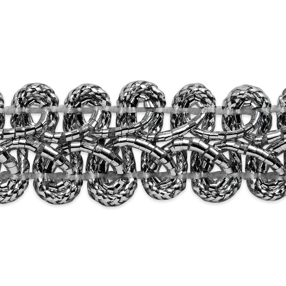Alice Classic Woven Braid Trim (Sold by the Yard) Metallic Silver Braid & Gimp Trims