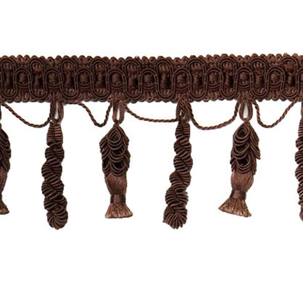 Spiral Tassel Fringe Trim (Sold by the Yard) Chocolate Trims & Fringes