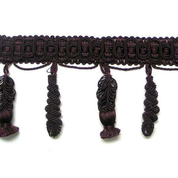 Spiral Tassel Fringe Trim (Sold by the Yard) Eggplant Trims & Fringes
