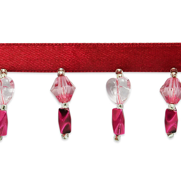 Heart and Bicone Beaded Fringe Trim Trims & Fringes