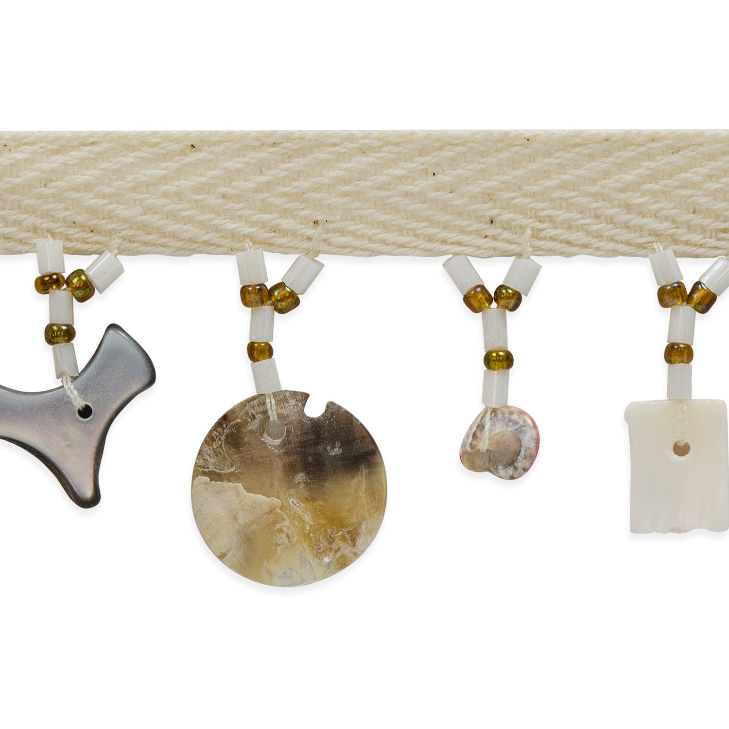 Shell Bead Fringe Trim (Sold by the Yard) Natural Multi Trims & Fringes