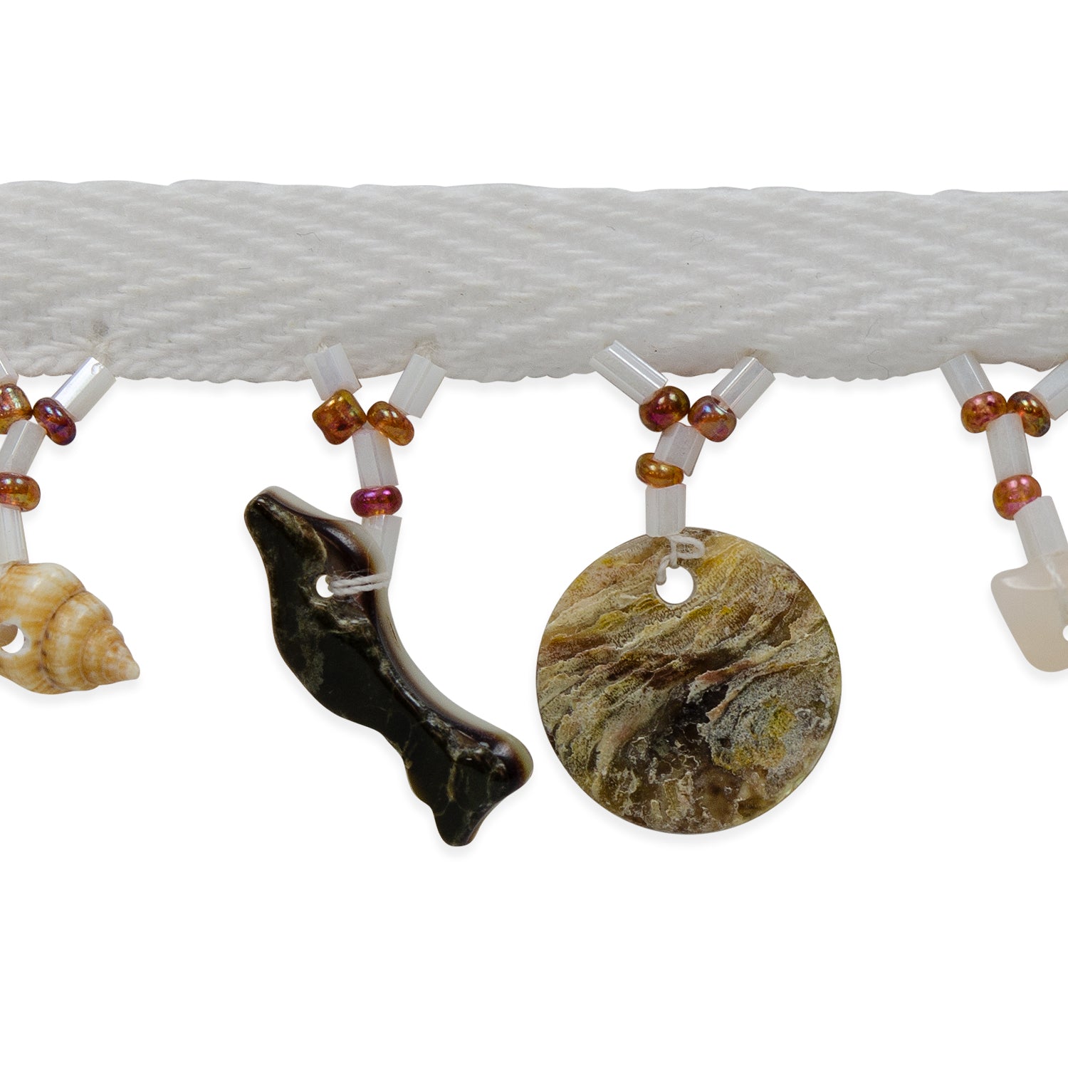 Shell Bead Fringe Trim (Sold by the Yard) White Multi Trims & Fringes