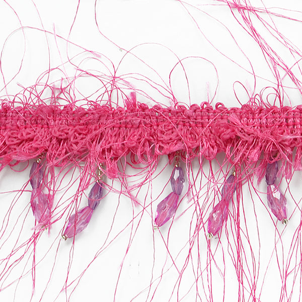 Pippy Beaded Eyelash Fringe Trim (Sold by the Yard) Fuchsia Trims & Fringes