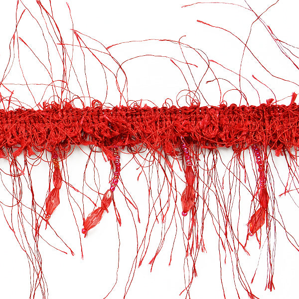 Pippy Beaded Eyelash Fringe Trim (Sold by the Yard) Red Trims & Fringes