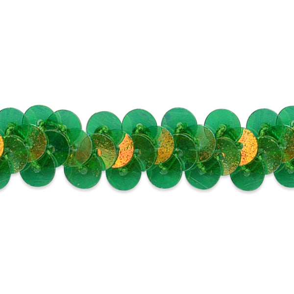 1 Row 3/8" Metallic Stretch Sequin Trim (Sold by the Yard) Green Aurora Borealis Holiday Trims