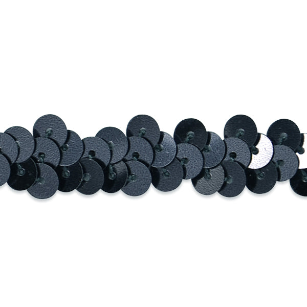 1 Row 3/8" Metallic Stretch Sequin Trim (Sold by the Yard) Gunmetal Holiday Trims