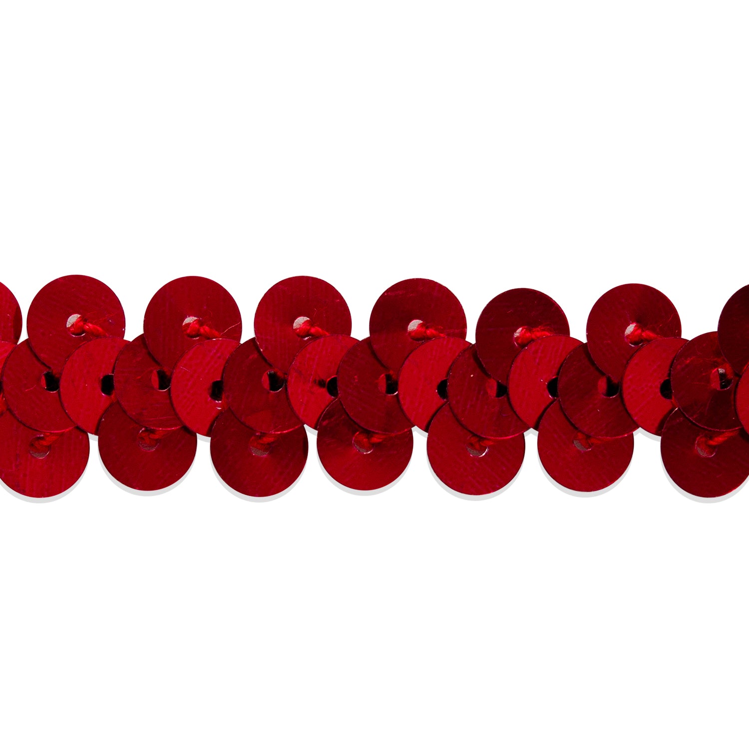 1 Row 3/8" Metallic Stretch Sequin Trim (Sold by the Yard) Red Holiday Trims