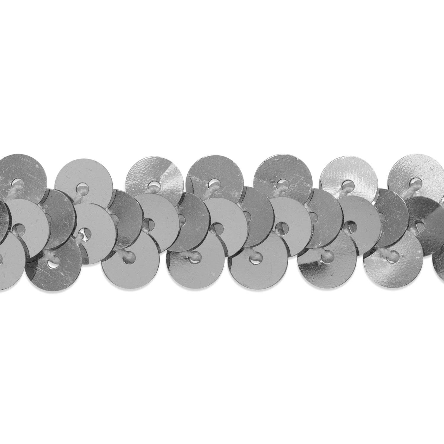 1 Row 3/8" Metallic Stretch Sequin Trim (Sold by the Yard) Silver Holiday Trims