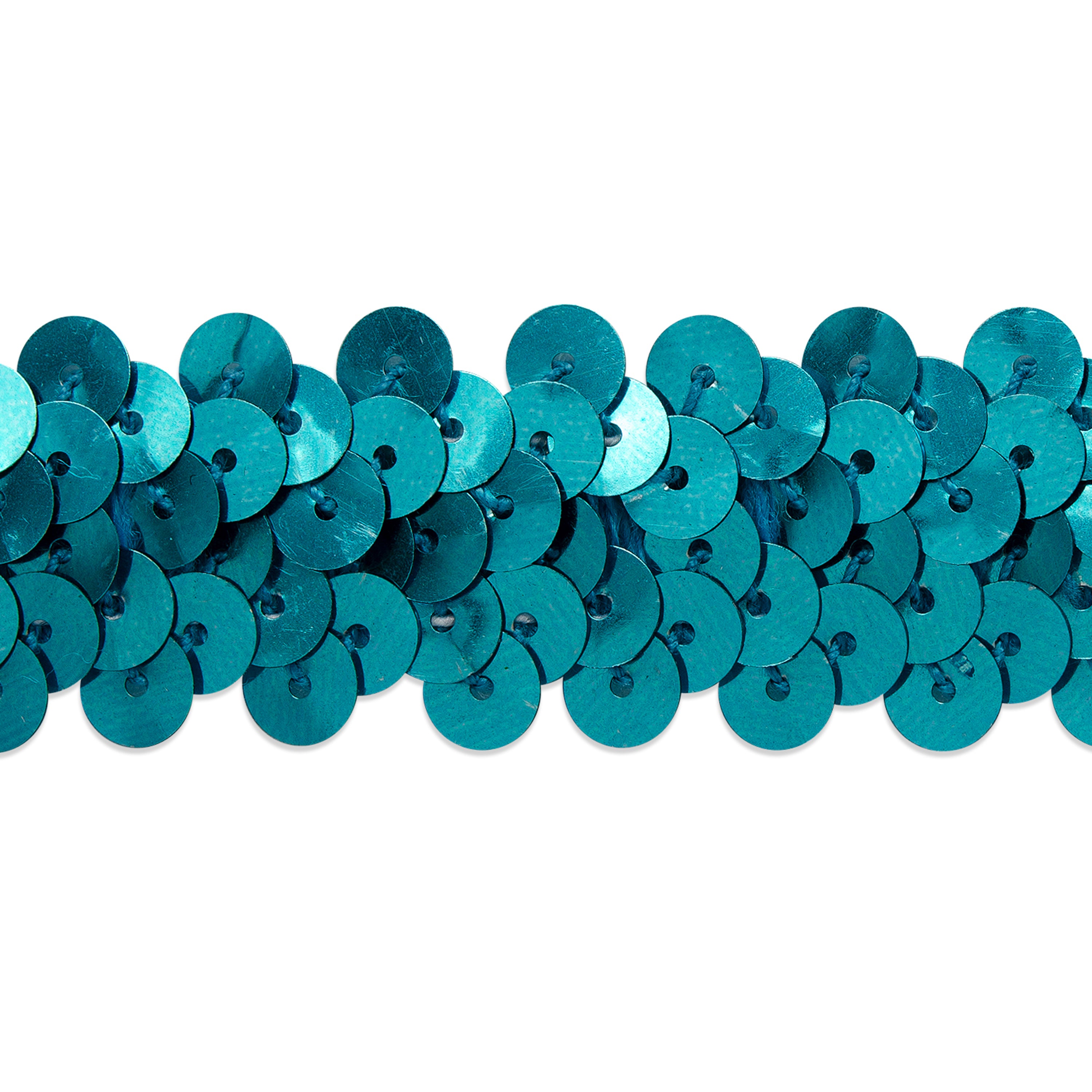 2 Row Metallic Stretch Sequin Trim (7/8") (Sold by the Yard) Aqua Blue Trims & Fringes
