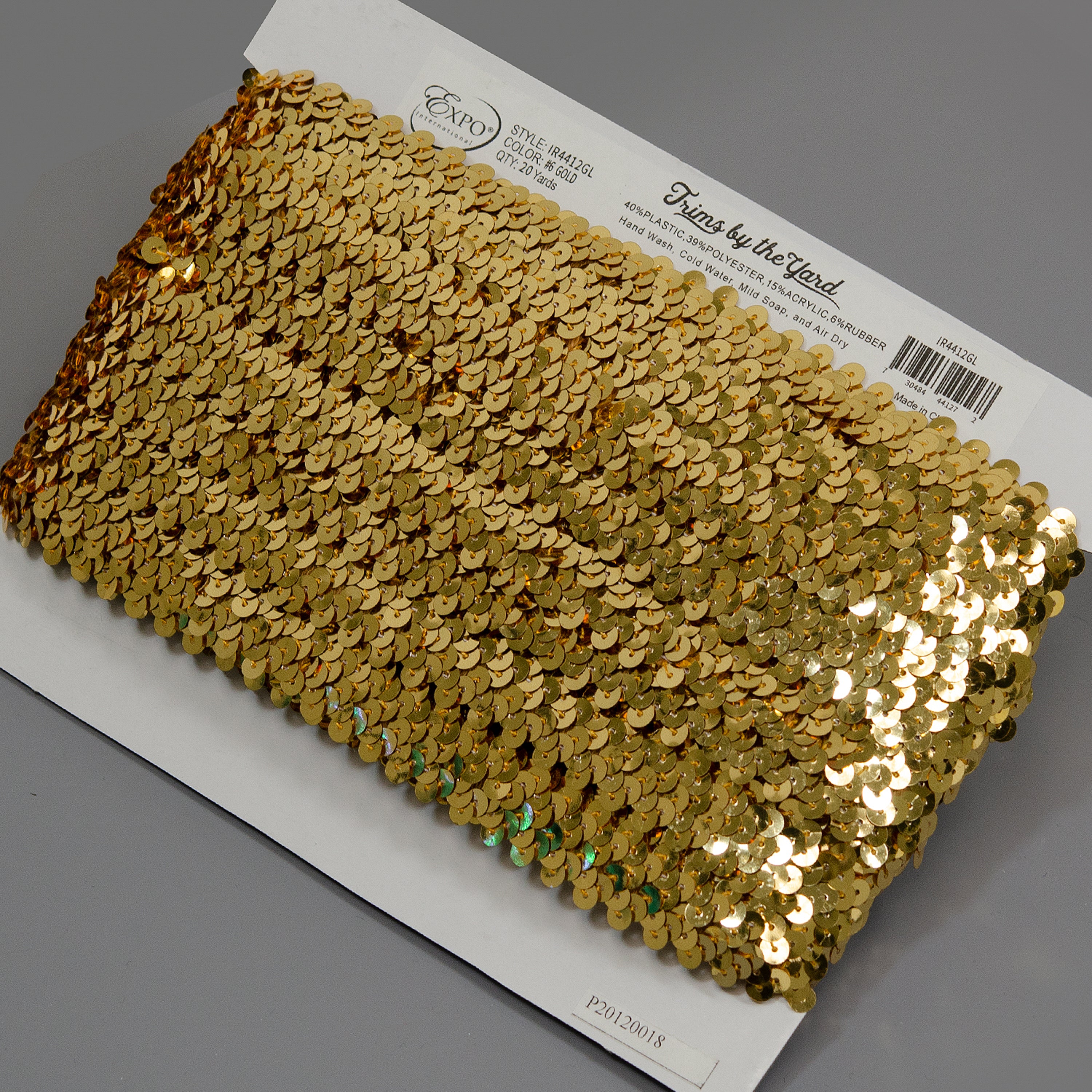 2 Row Metallic Stretch Sequin Trim (7/8") (Sold by the Yard) Trims & Fringes