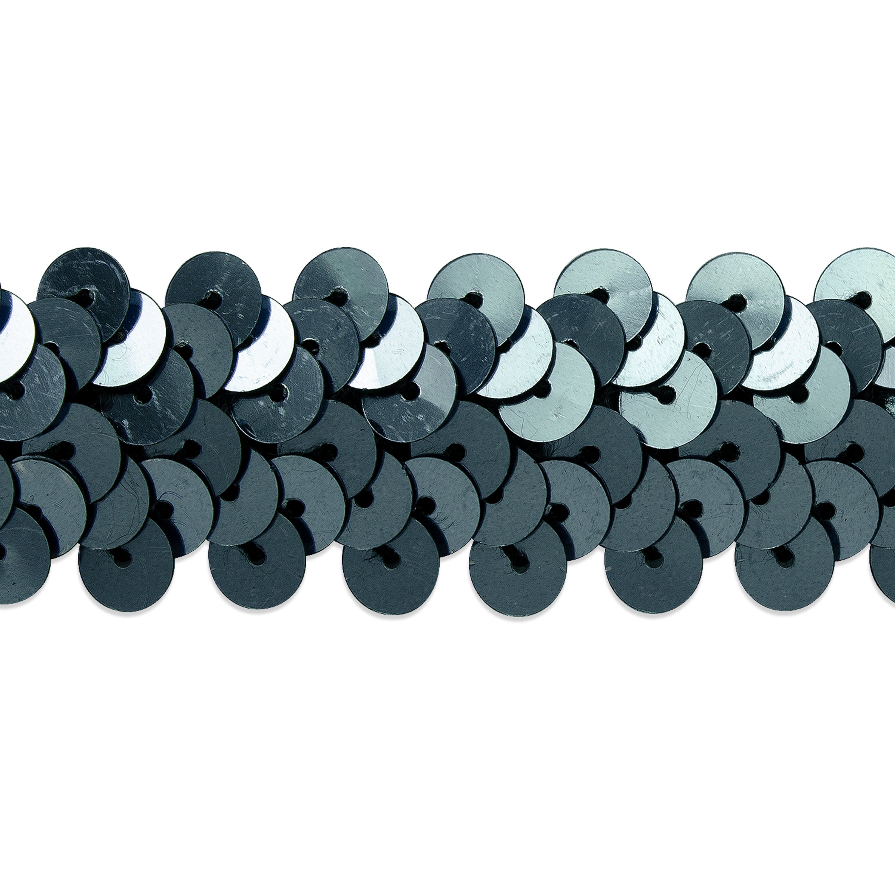 2 Row Metallic Stretch Sequin Trim (7/8") (Sold by the Yard) Gunmetal Trims & Fringes
