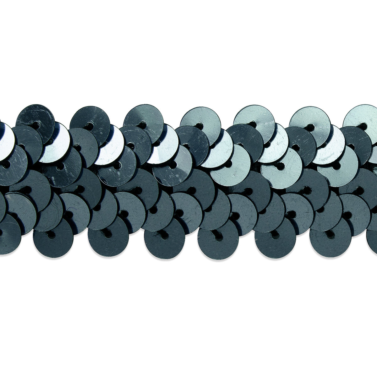 2 Row Metallic Stretch Sequin Trim (7/8") (Sold by the Yard) Gunmetal Trims & Fringes