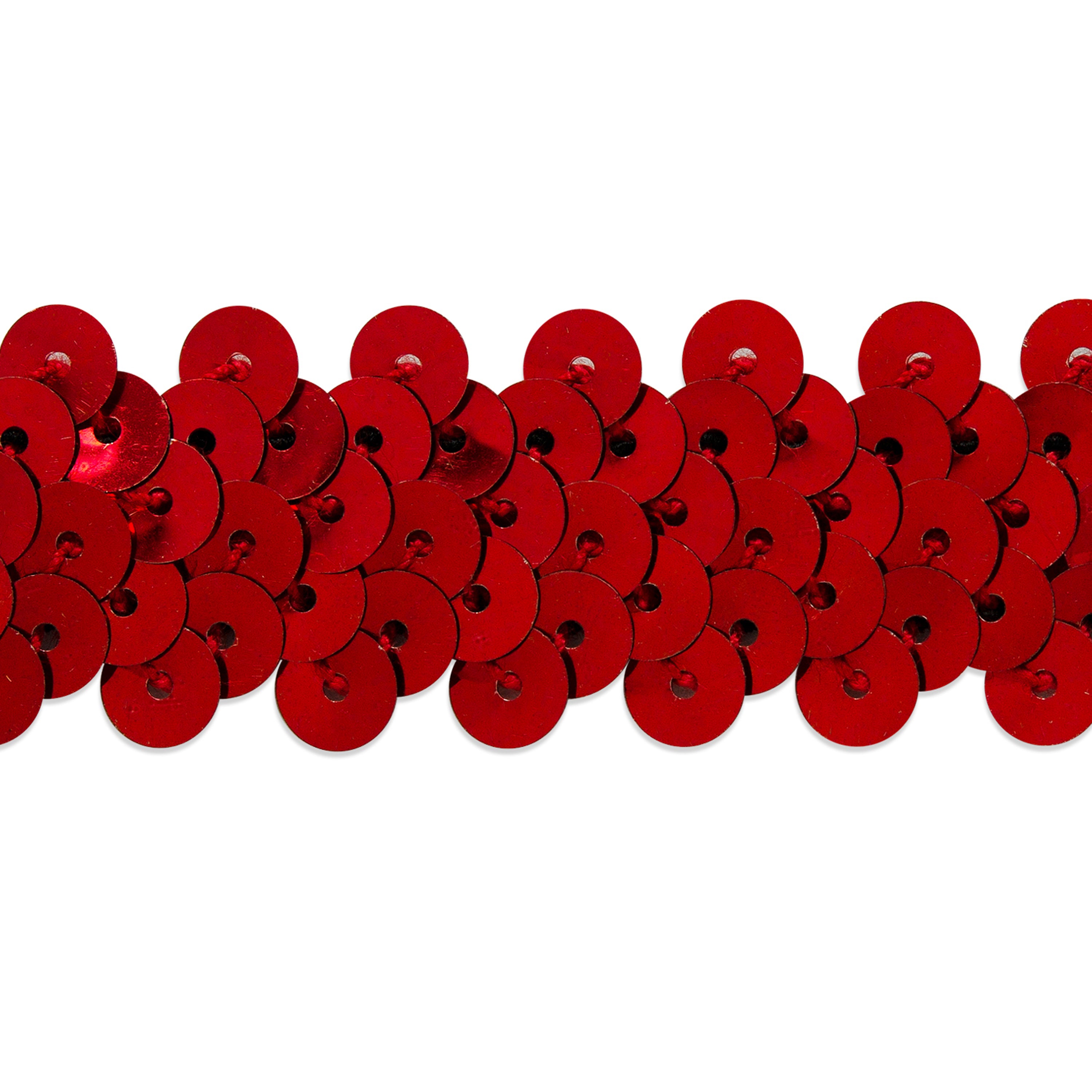 2 Row Metallic Stretch Sequin Trim (7/8") (Sold by the Yard) Red Trims & Fringes