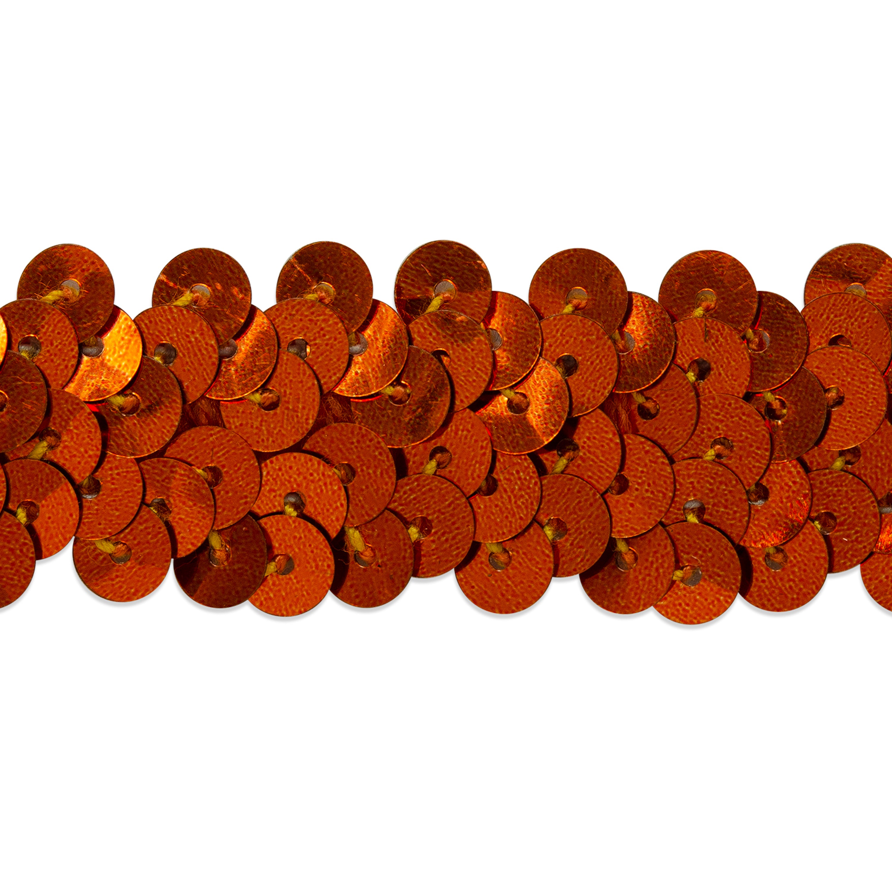 2 Row Metallic Stretch Sequin Trim (7/8") (Sold by the Yard) Orange Trims & Fringes