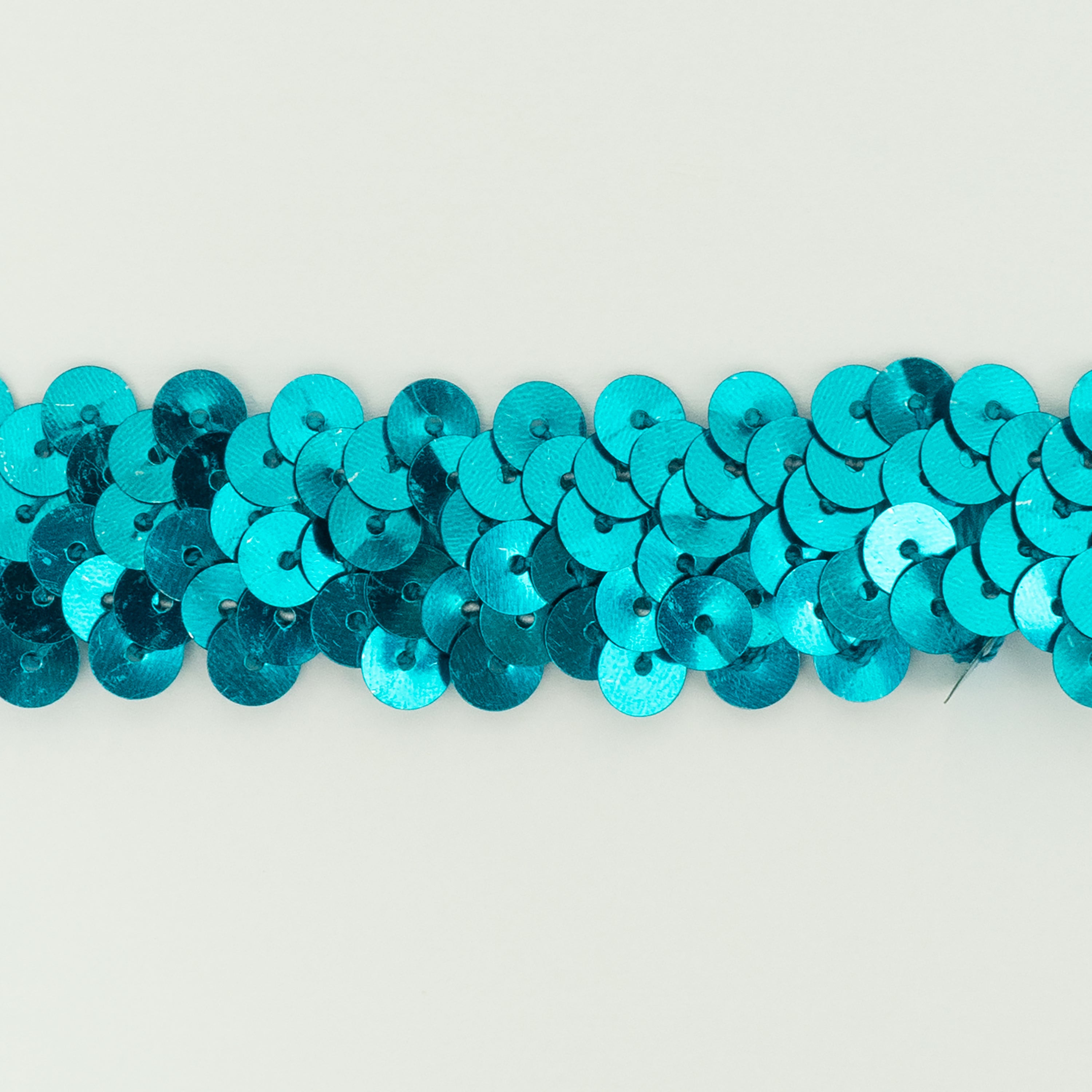 2 Row Metallic Stretch Sequin Trim (7/8") (Sold by the Yard) Turquoise Trims & Fringes