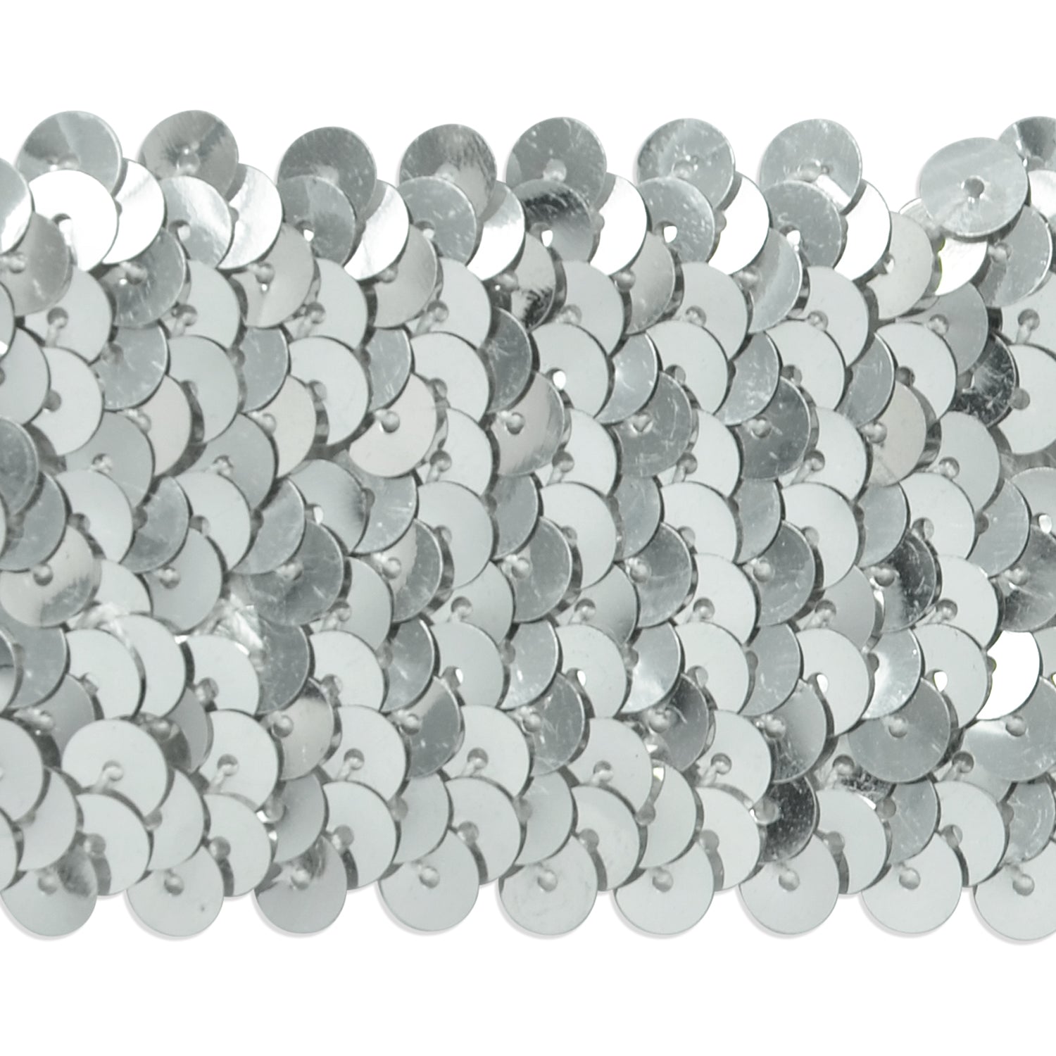5 Row 1 3/4" Metallic Stretch Sequin Trim (Sold by the Yard) Silver Holiday Trims