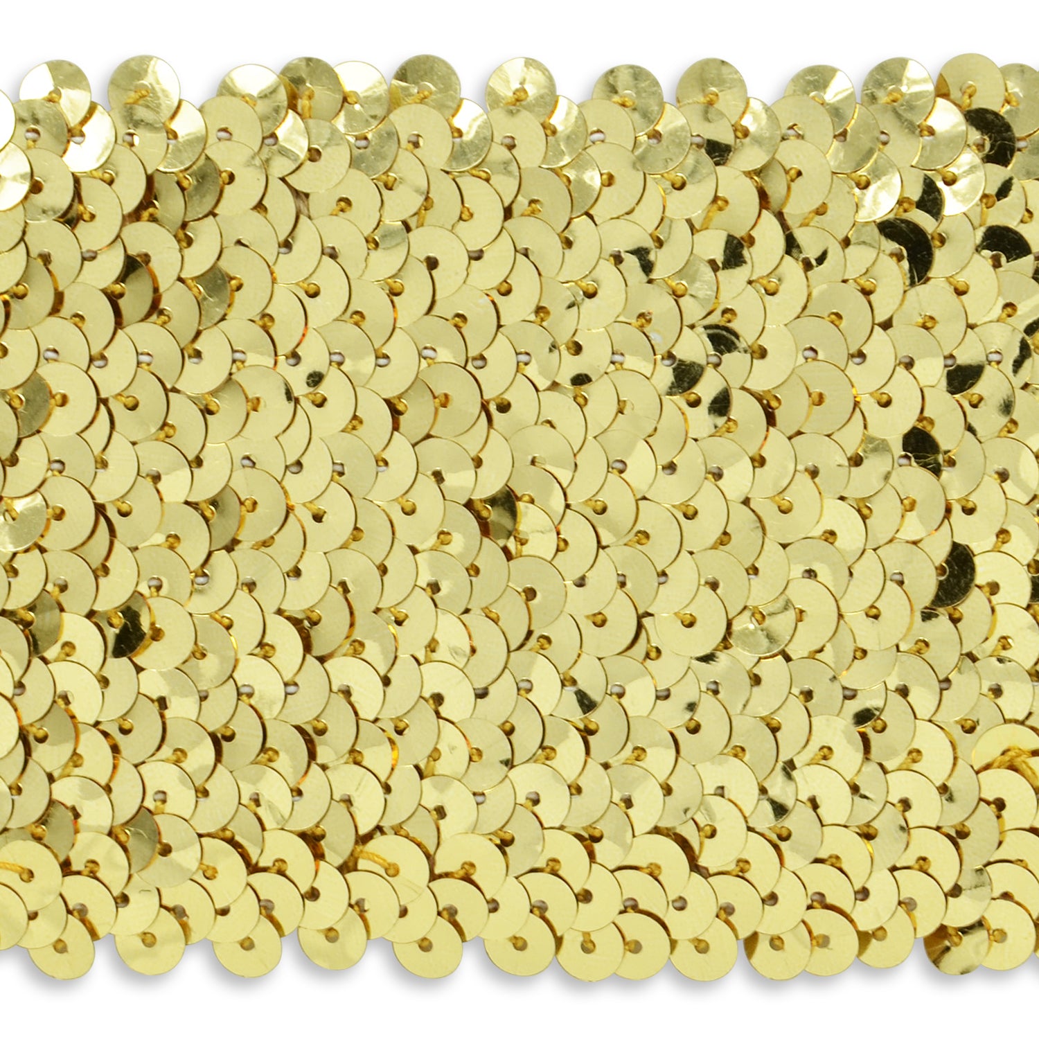 8 Row Sequin Stretch (Sold by the Yard) Gold Sequin Trims & Fringes