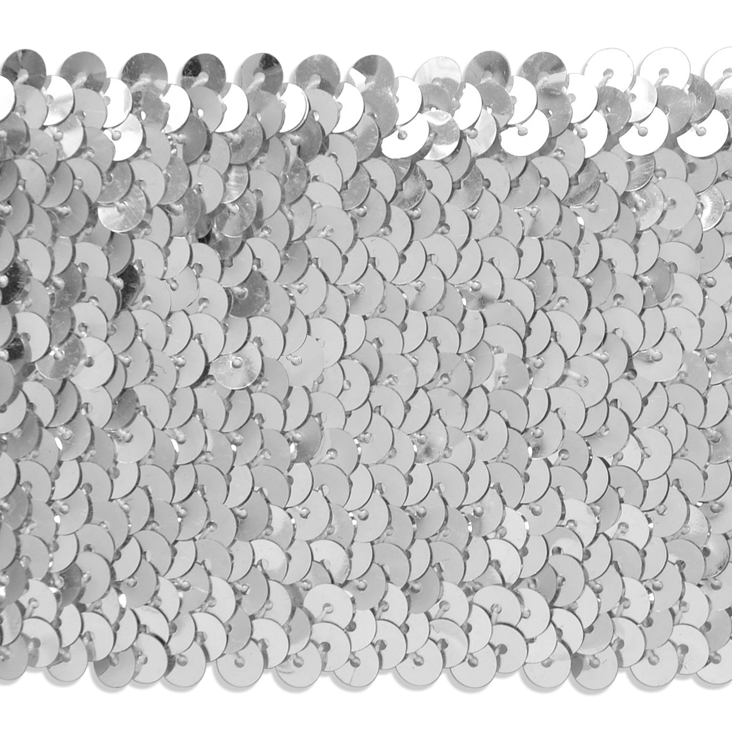 8 Row Sequin Stretch (Sold by the Yard) Silver Sequin Trims & Fringes