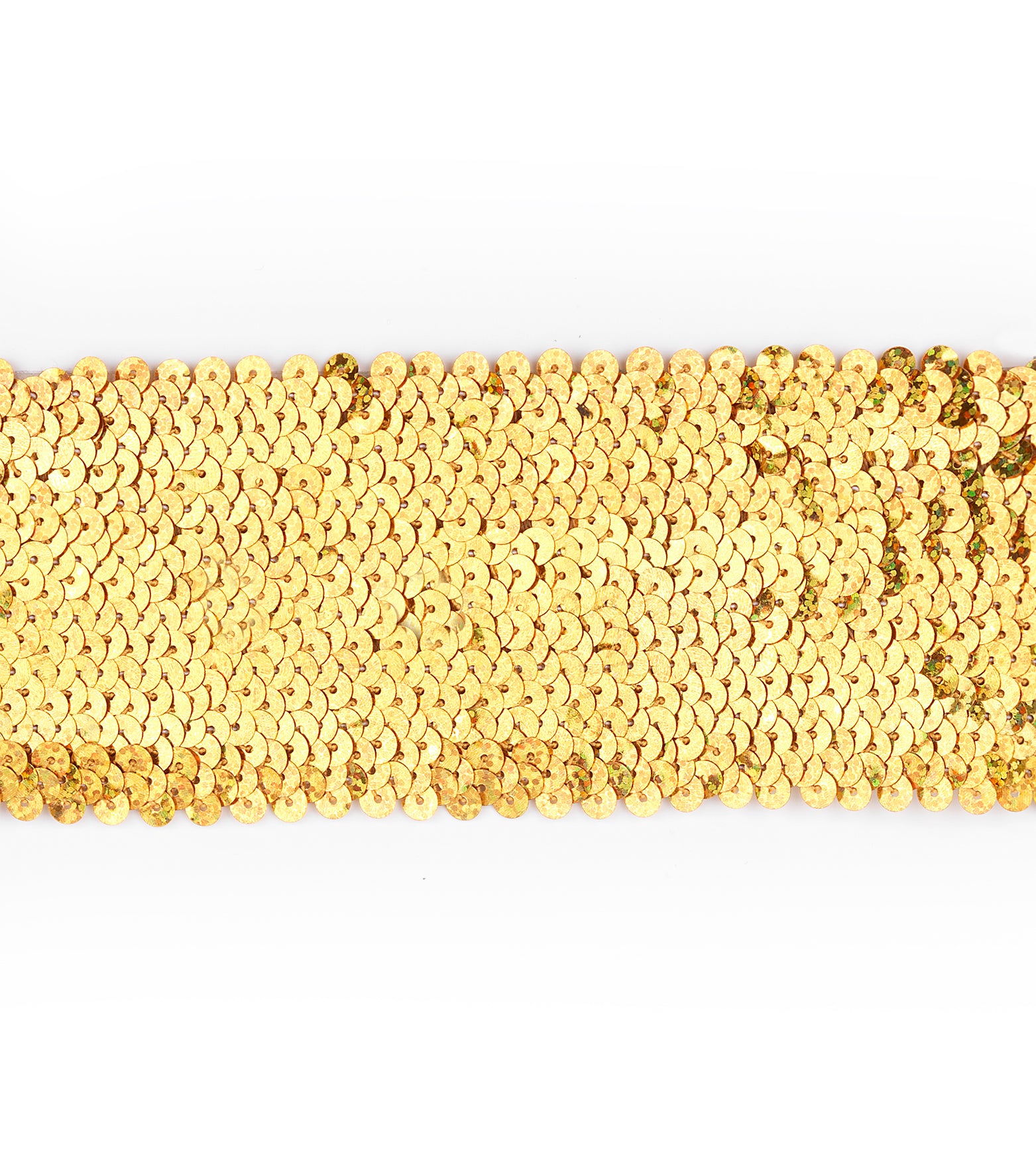 8 Row Starlight Hologram Stretch Sequin Trim (Sold by the Yard) Gold Sequin Trims & Fringes