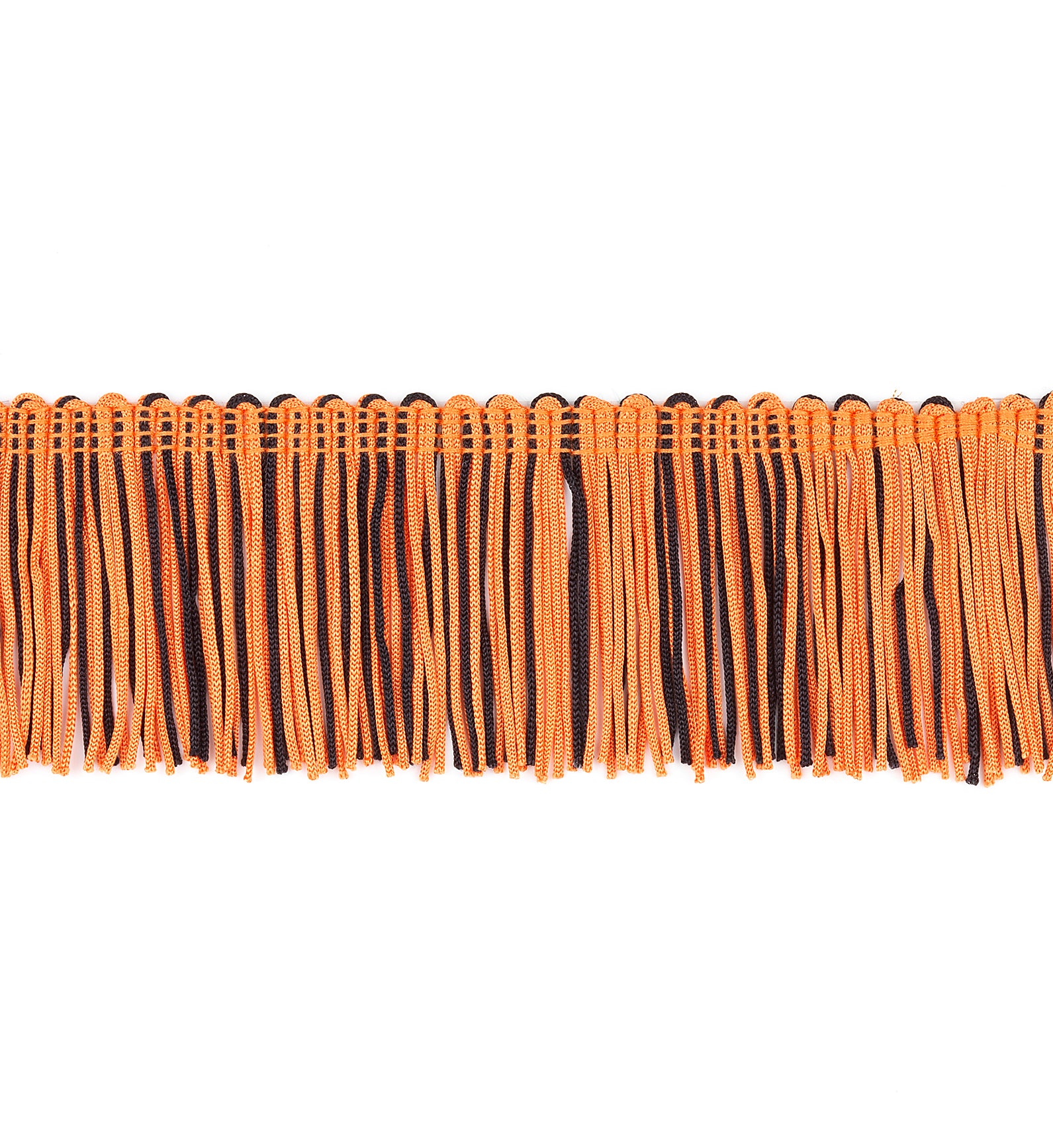 2" Multicolor Chainette Fringe Trim (Sold by the Yard) Orange Black Chainette Fringe