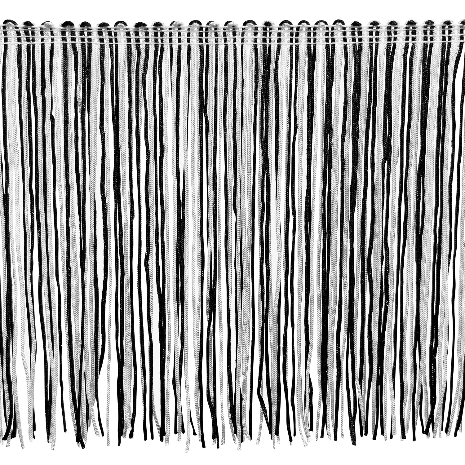 6" Multicolor Chainette Fringe Trim (Sold by the Yard) Black White Chainette Fringe